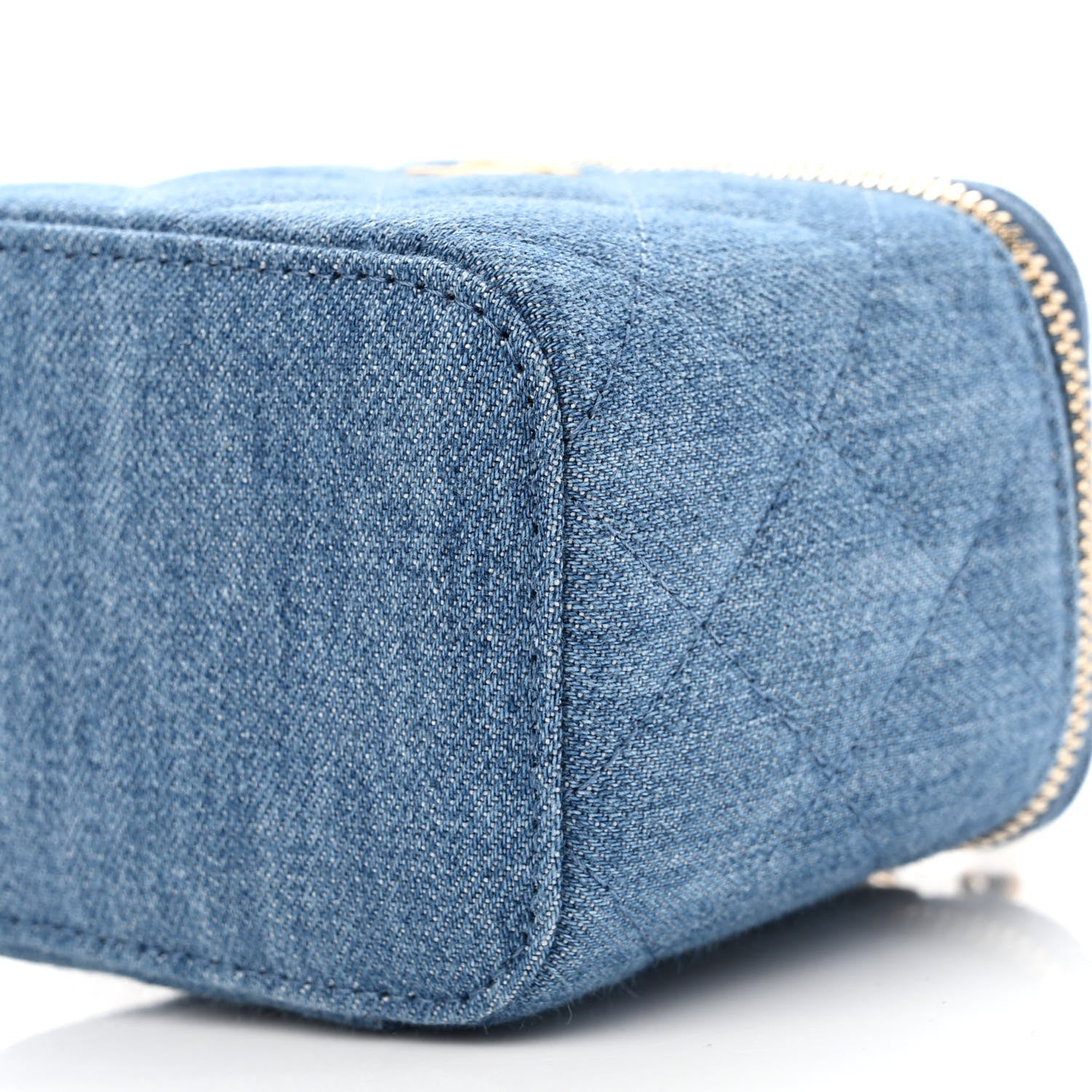 Chanel Denim Quilted Mini Pearl Crush Vanity Case With Chain 10 of 11