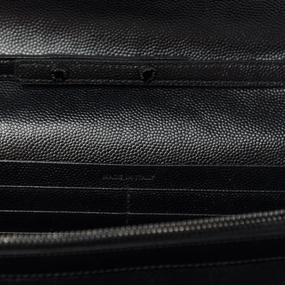 Saint Laurent Grain De Poudre Matelasse Chevron Monogram Chain Wallet Black 9 of 11