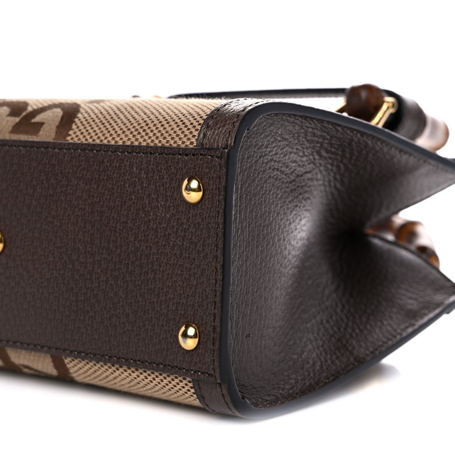 Gucci Monogram Jumbo GG Textured Dollar Calfskin Mini Diana Tote Bag Camel Ebony New Acero 10 of 10