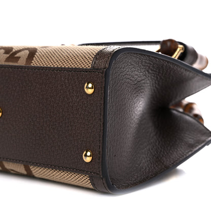 Gucci Monogram Jumbo GG Textured Dollar Calfskin Mini Diana Tote Bag Camel Ebony New Acero 10 of 10