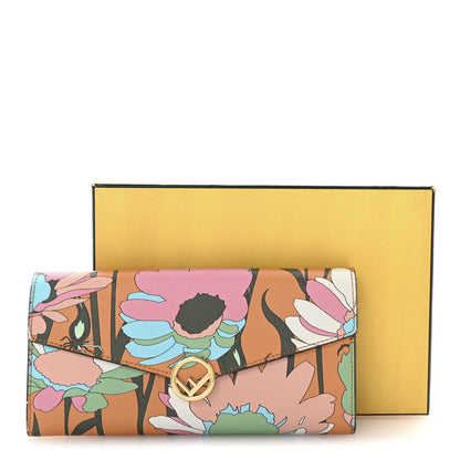 Fendi Vitello Cruise Fiori Allover Continental Wallet Arancio Multicolor 8 of 8