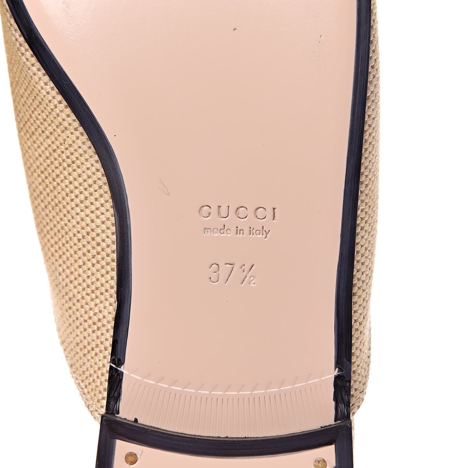 Gucci Canvas Vintage Charlotte Web Princetown Slippers 37.5 Sand Cuir 6 of 11