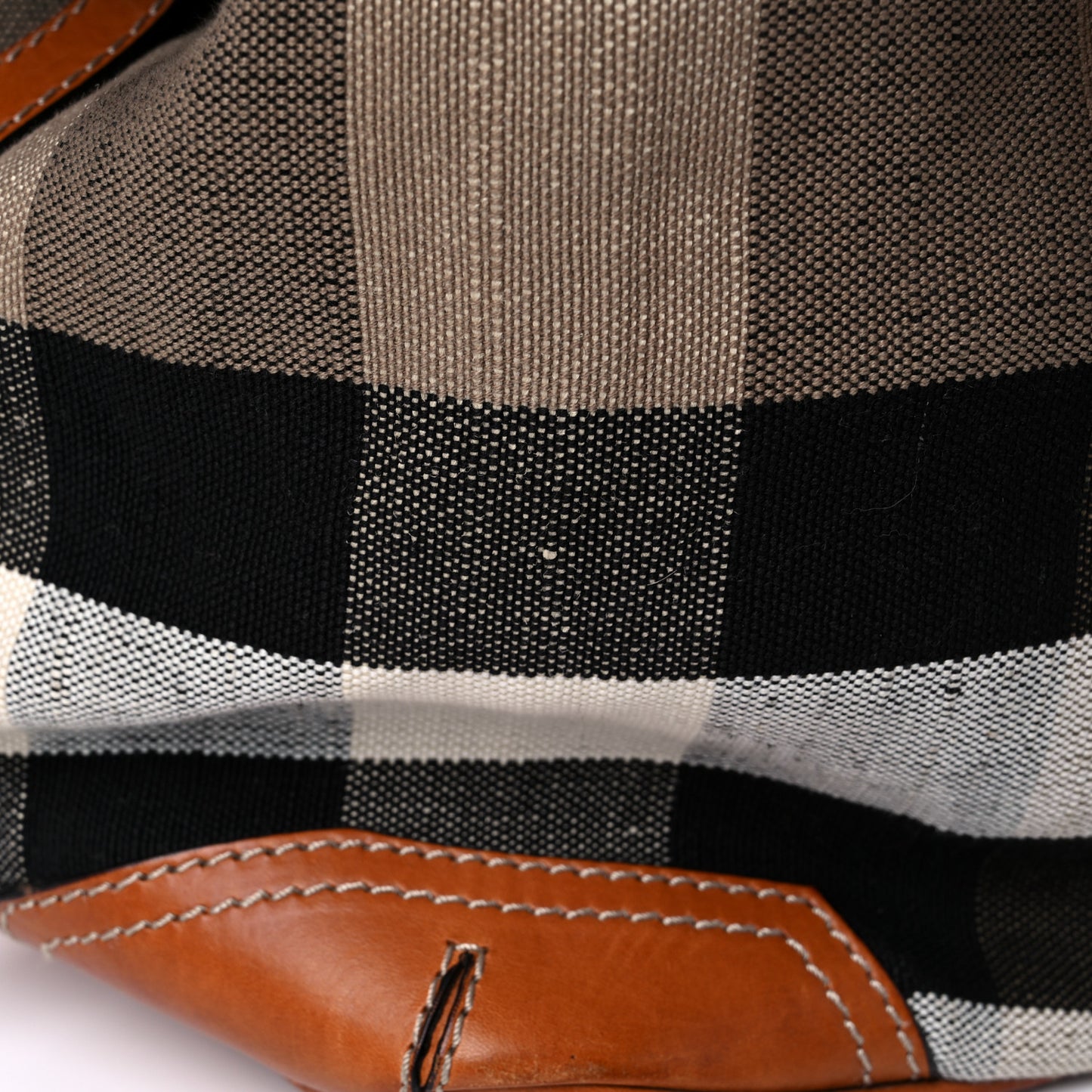 Canvas Mega Check Traveler Tote Dark Tan