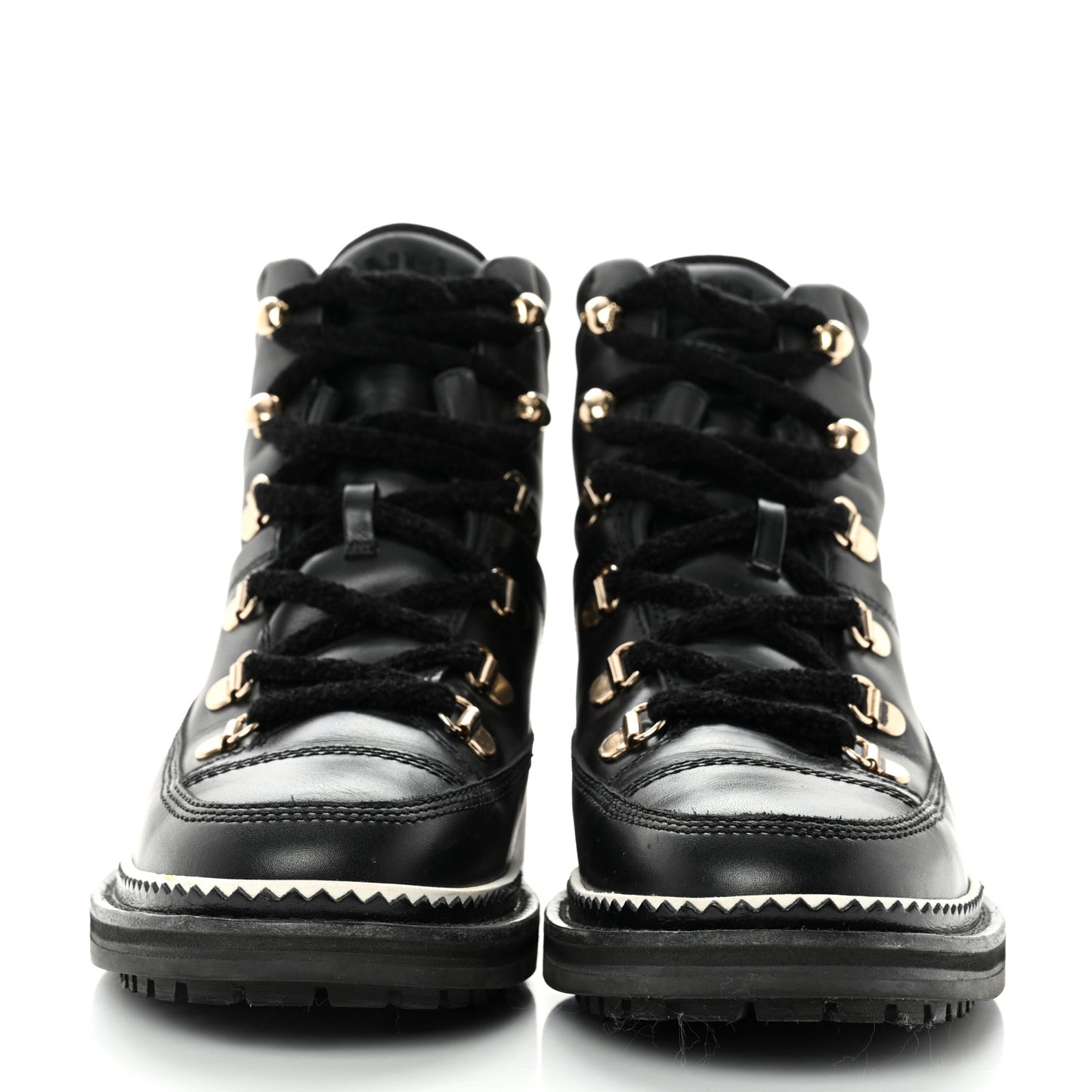 Calfskin Lambskin Lace Up Boots 37.5 Black