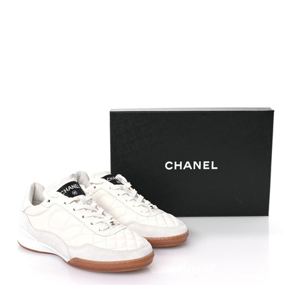 Chanel Suede Calfskin Quilted Sneakers 36 White 9 of 9