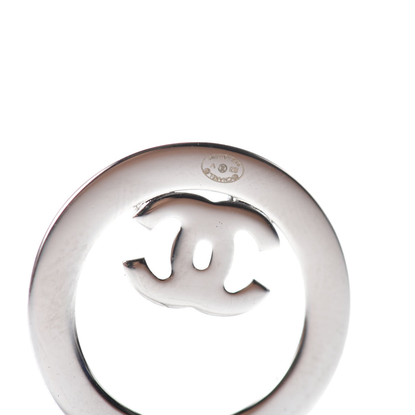 Crystal CC Round Earrings Silver