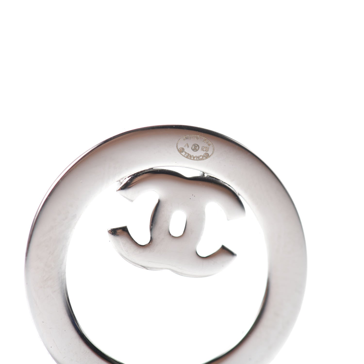 Chanel Crystal CC Round Earrings Silver 4 of 4