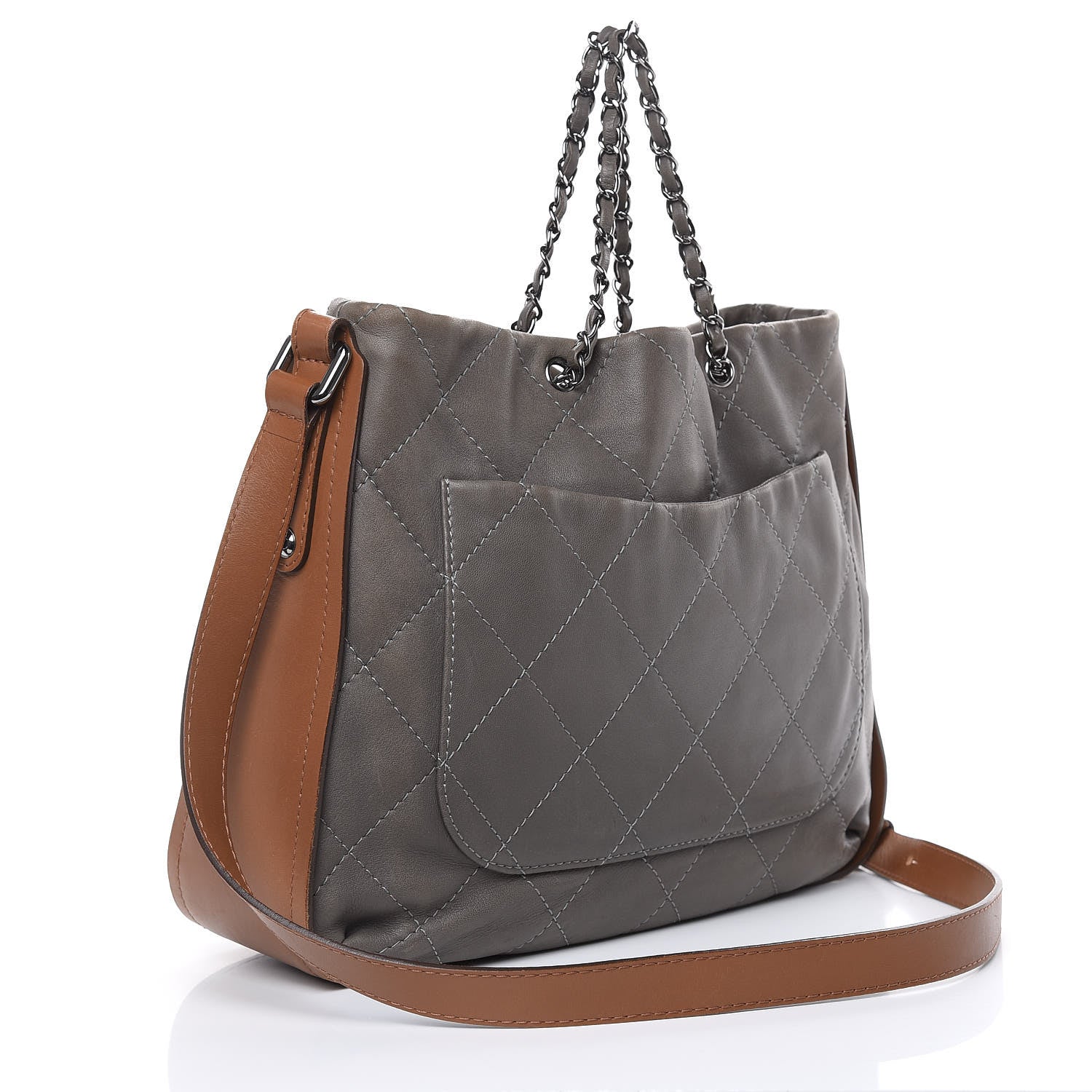 Chanel Calfskin Country Chic Stitched Hobo Grey 3 of 18