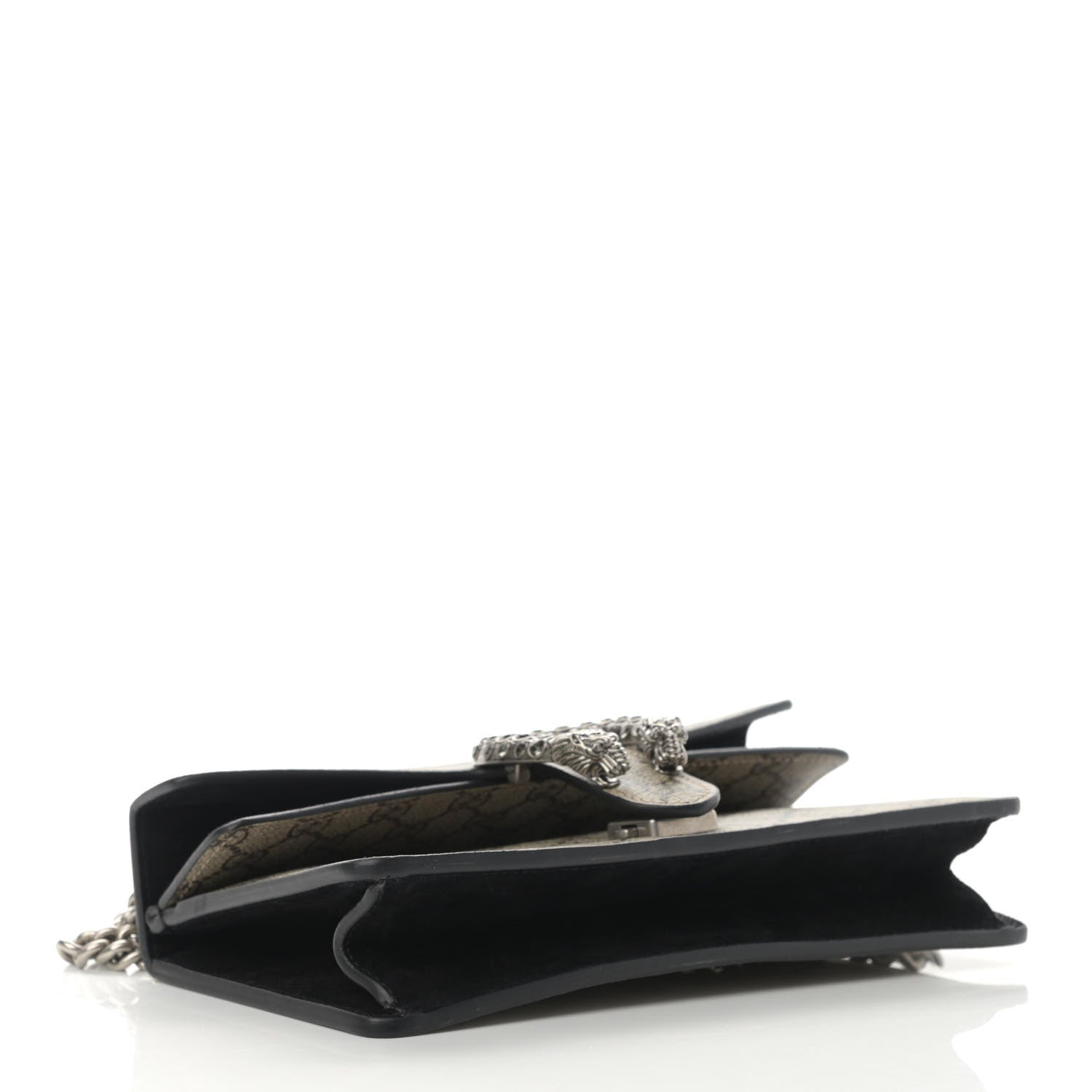 Gucci GG Supreme Monogram Suede Crystal Small Dionysus Shoulder Bag Beige Ebony Black 4 of 14