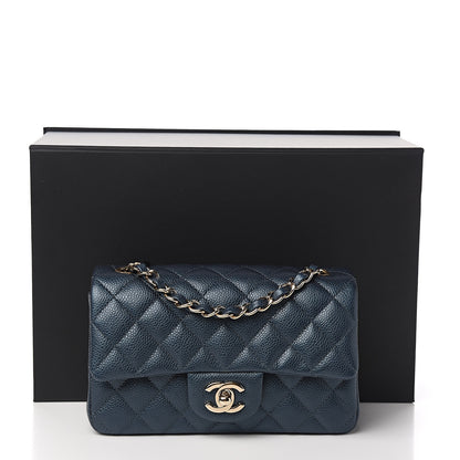 Chanel Iridescent Caviar Quilted Mini Rectangular Flap Dark Blue 10 of 10