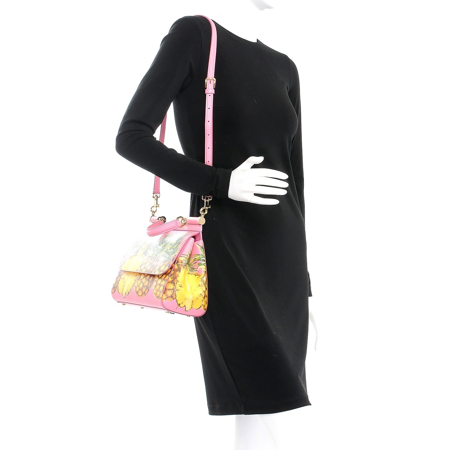Dolce & Gabbana Dauphine Pineapple Print Medium Miss Sicily Satchel Rosa 2 of 9