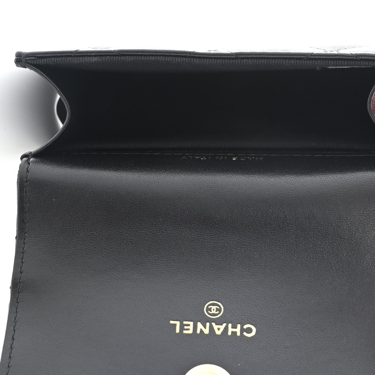 Lambskin Quilted CC Hook Card Holder Black