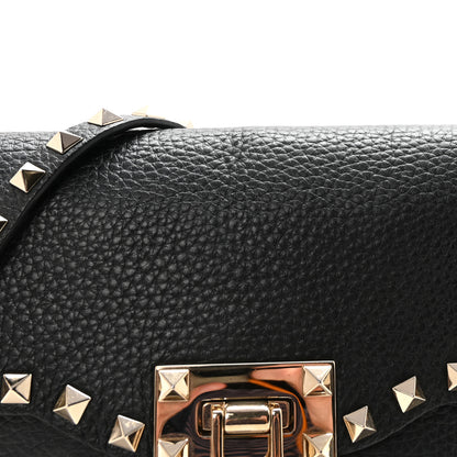 Valentino Garavani Pebbled Calfskin Medium Rockstud Flip Lock Crossbody Bag Black 7 of 9