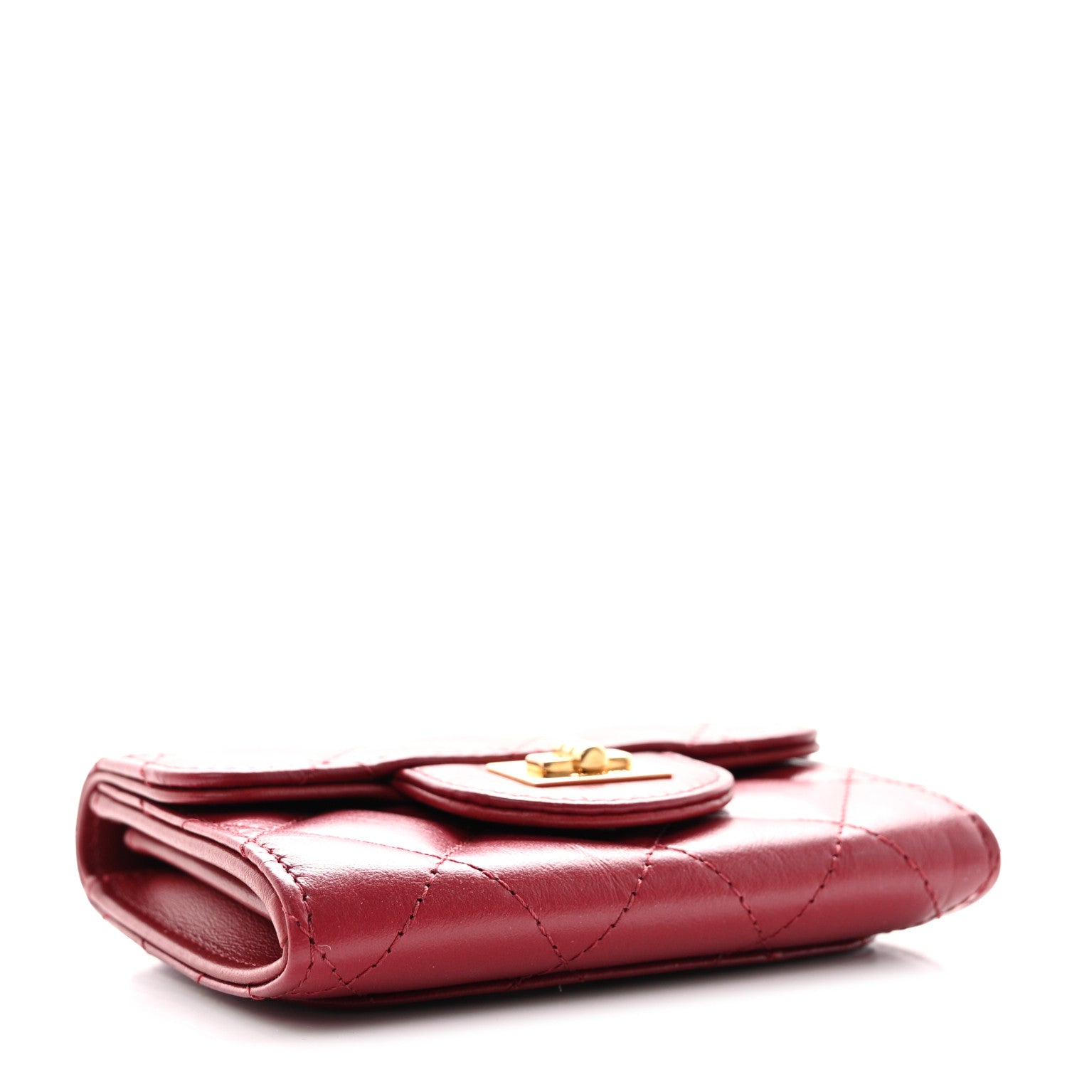 Chanel Aged Calfskin Quilted Reissue Flap Card Holder Wallet Red 4 of 10