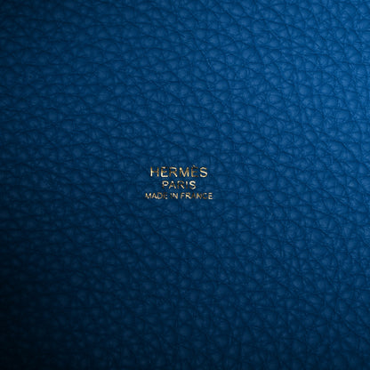 Hermes Taurillon Clemence Casaque Picotin Lock 22 MM Bleu Nuit Black Blue Frida 6 of 11
