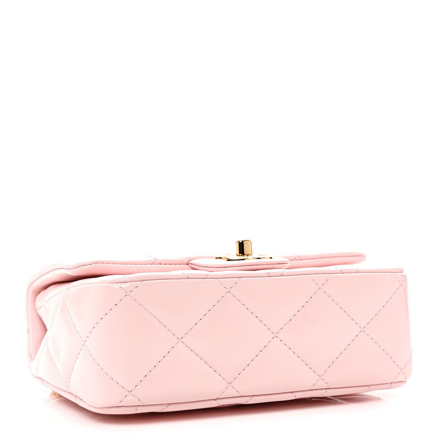 Chanel Shiny Lambskin Quilted Mini Twisted Links Top Handle Flap Light Pink 4 of 11