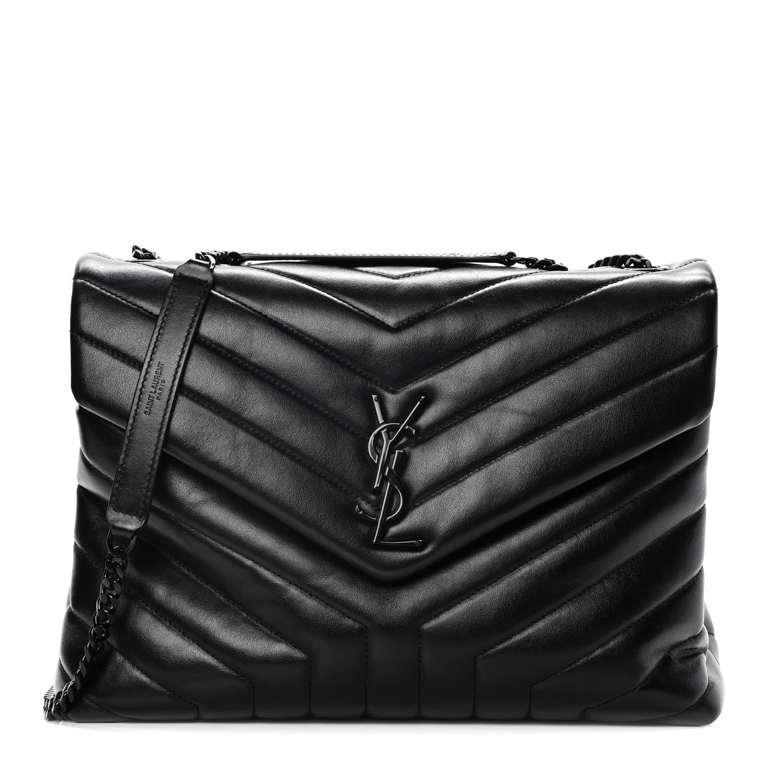Saint Laurent Calfskin Y Quilted Monogram Medium Loulou Chain Satchel Black 1 of 14