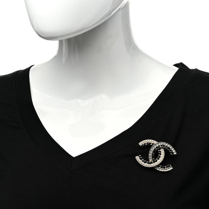Chanel Lambskin Crystal CC Chain Brooch Black Gold 2 of 4