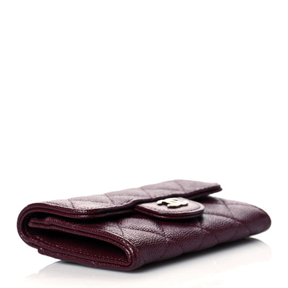 Chanel Caviar Quilted Flap Card Holder Wallet Burgundy 4 of 12