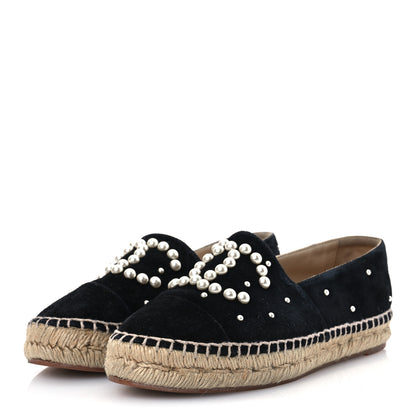 Chanel Suede Pearl CC Espadrilles 37 Black 4 of 12