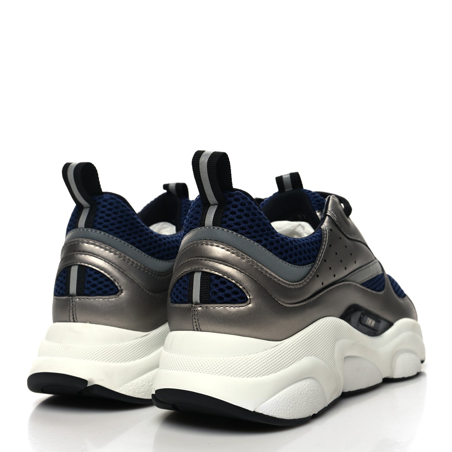 Technical Mesh Calfskin Mens B22 Sneakers 42 Silver Blue White