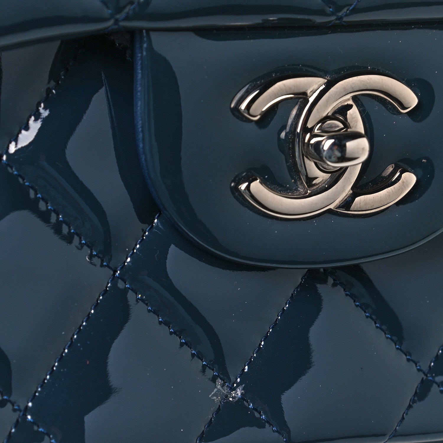 Chanel Patent Quilted Jumbo Double Flap Navy 12 of 12