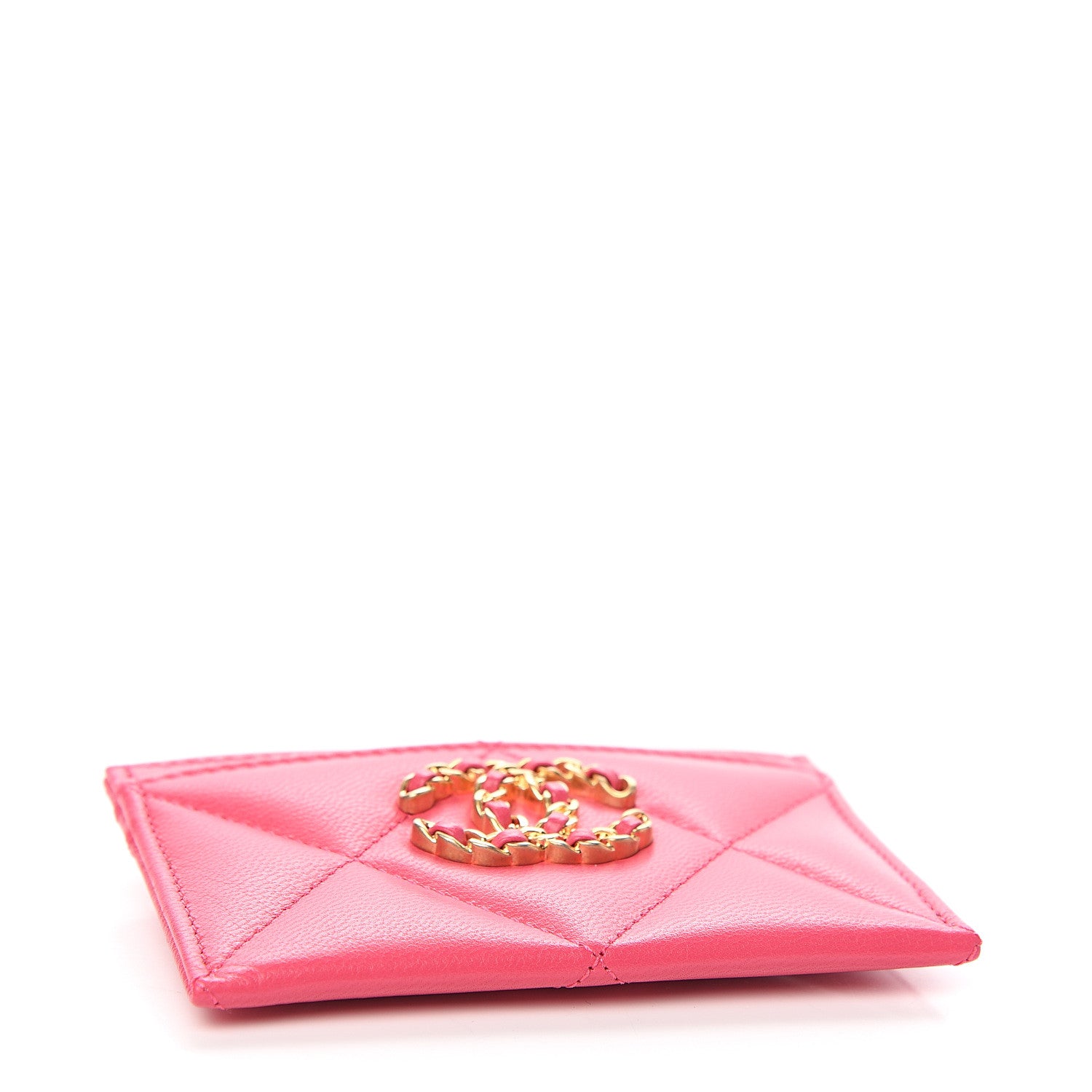 Chanel Shiny Goatskin Quilted 19 Card Holder Dark Pink 3 of 8