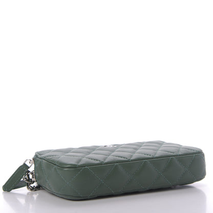 Chanel Lambskin Quilted Small Clutch With Chain Green 4 of 11