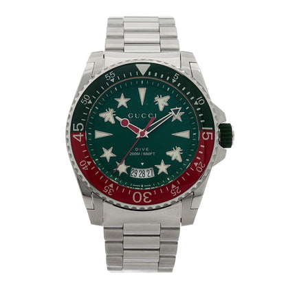Gucci Stainless Steel 45mm Dive Quartz Watch Green 1 of 5