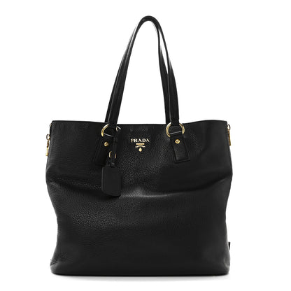 Prada Vitello Daino Side Pocket Tote Black 1 of 9