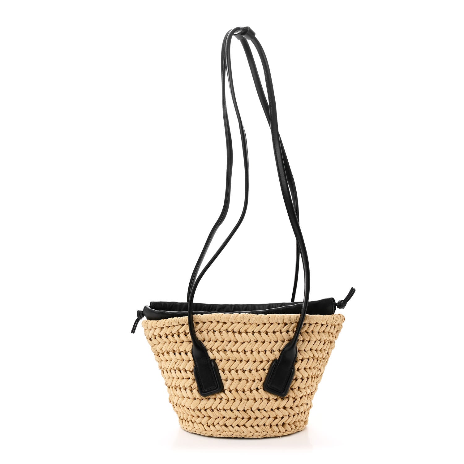 Bottega Veneta Raffia Calfskin Small Arco Basket Black 1 of 12