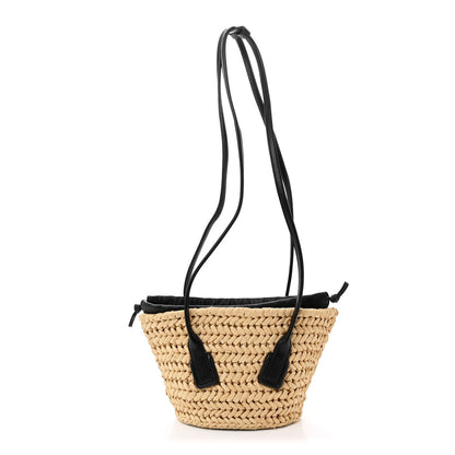 Bottega Veneta Raffia Calfskin Small Arco Basket Black 1 of 12
