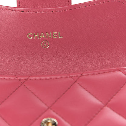Chanel Lambskin Quilted Flap Card Holder Wallet Dark Pink 5 of 7