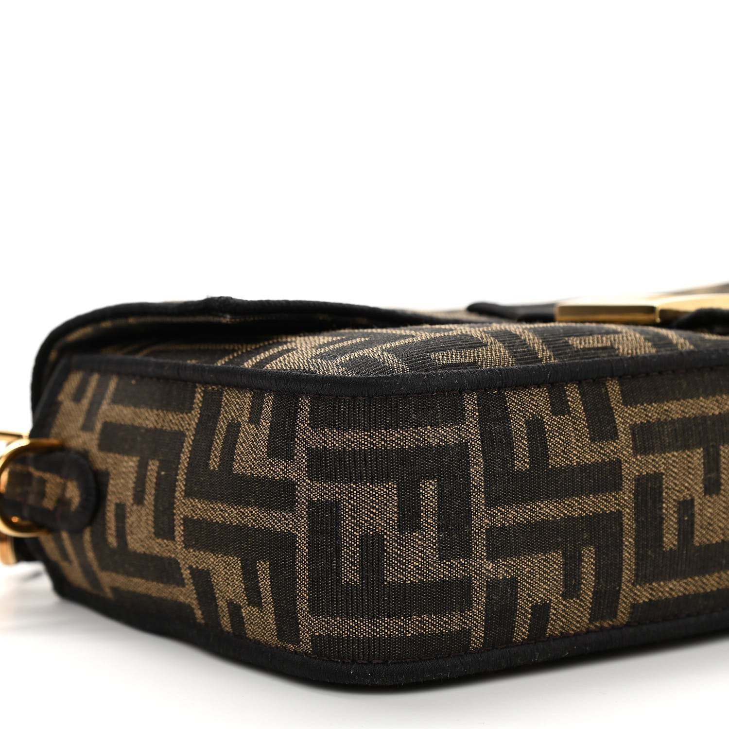 Fendi Fabric Jacquard FF 1974 Medium Baguette Tobacco Moro Black 8 of 9