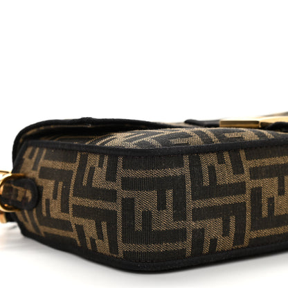 Fendi Fabric Jacquard FF 1974 Medium Baguette Tobacco Moro Black 8 of 9