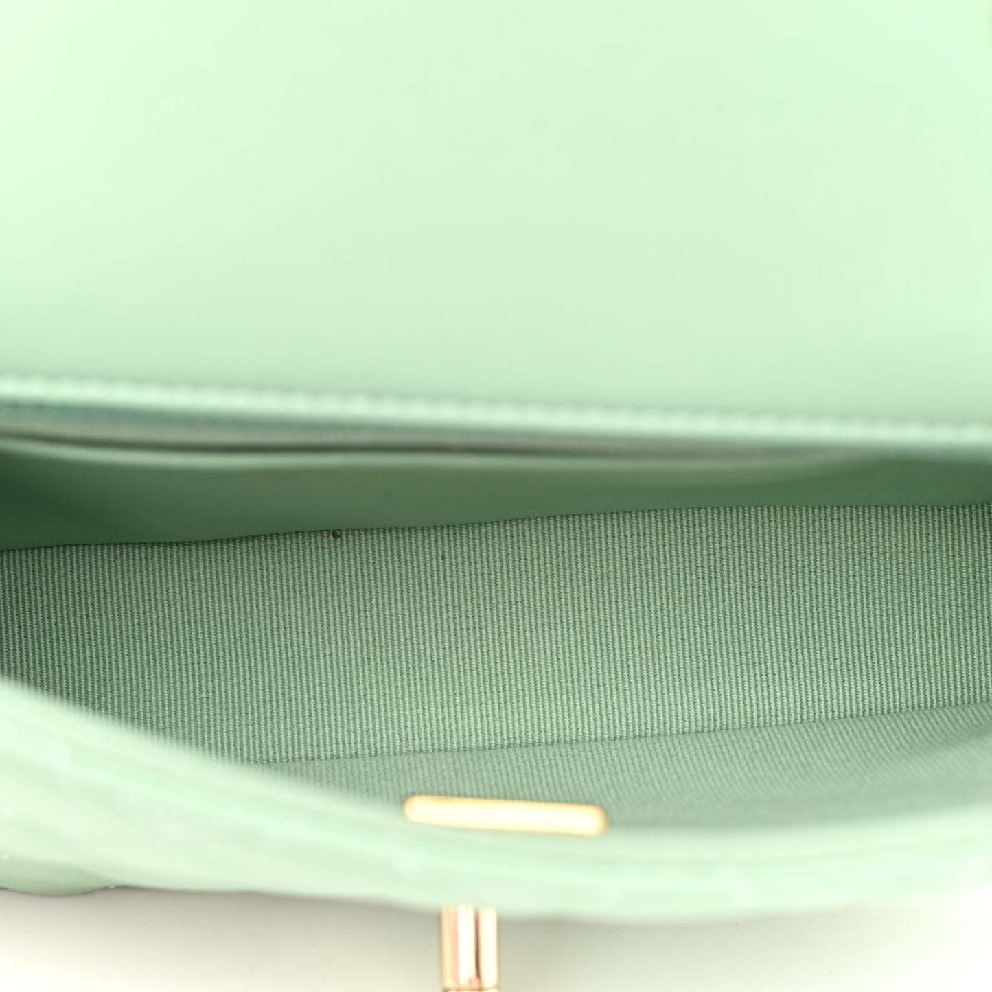 Lambskin Resin Quilted Mini Heart Square Flap Light Green