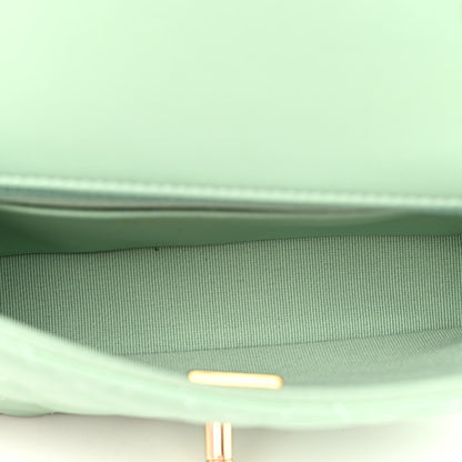 Chanel Lambskin Resin Quilted Mini Heart Square Flap Light Green 5 of 11