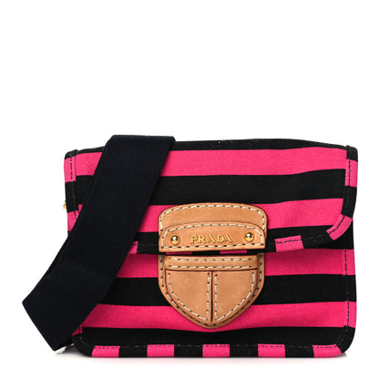 Prada Canvas Canapa Righe Striped Mini Shoulder Bag Fuxia 1 of 7