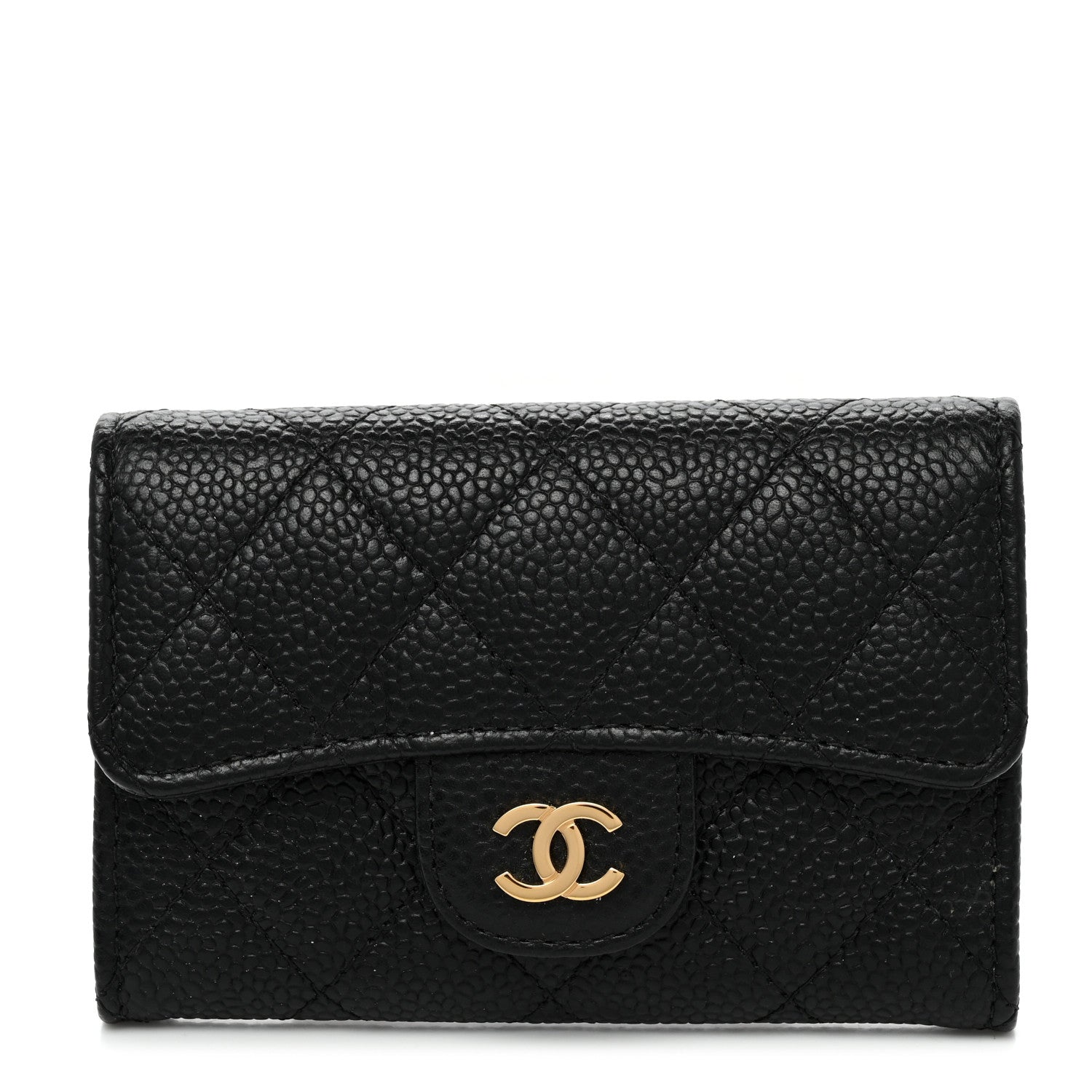Chanel Caviar Quilted Flap Card Holder Wallet Black 1 of 9