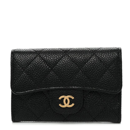 Chanel Caviar Quilted Flap Card Holder Wallet Black 1 of 9