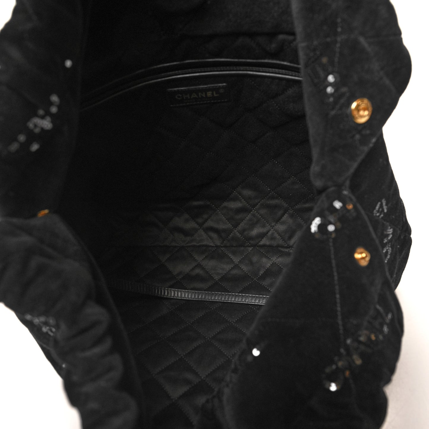 Velvet Sequin Quilted Chanel 22 Black