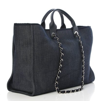 Chanel Denim Extra Large Deauville Tote Blue Orange 4 of 8