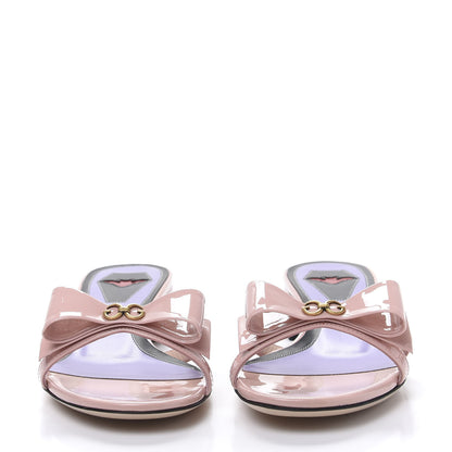 Gucci Patent GG Bow Sadie Spike Low Heel Slide Sandals 36.5 Perfect Pink 2 of 9