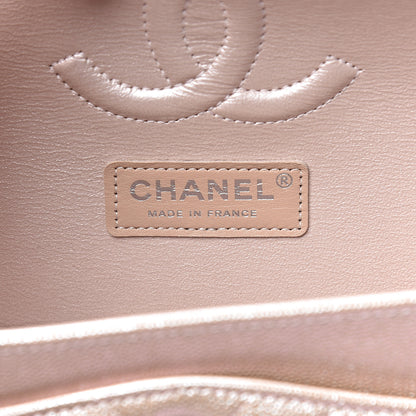 Chanel Metallic Caviar Chevron Quilted Medium Double Flap Light Gold 6 of 11