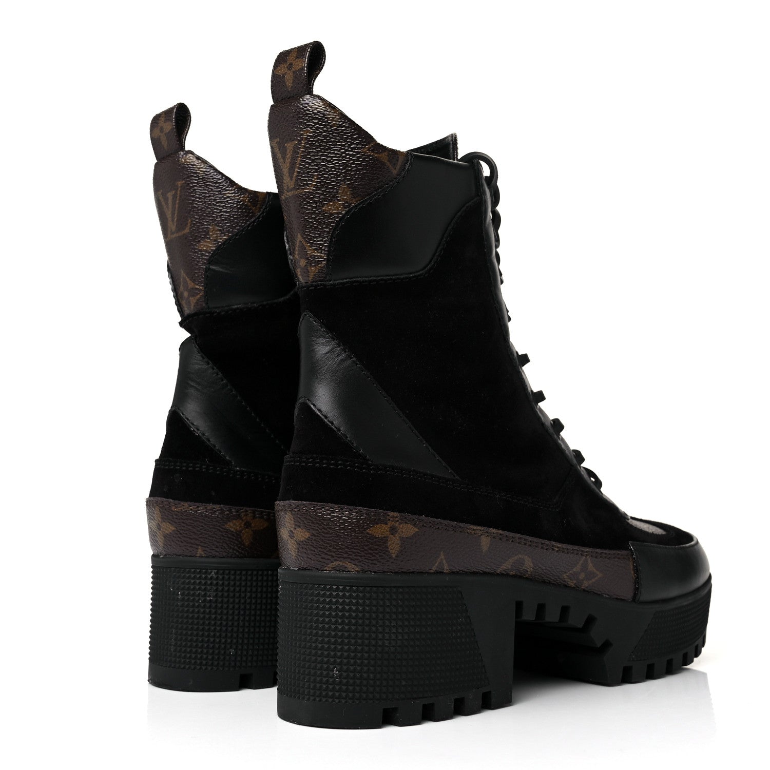 Louis Vuitton Suede Calfskin Monogram Laureate Platform Desert Boots 39.5 Black 4 of 7