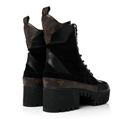 Louis Vuitton Suede Calfskin Monogram Laureate Platform Desert Boots 39.5 Black 4 of 7