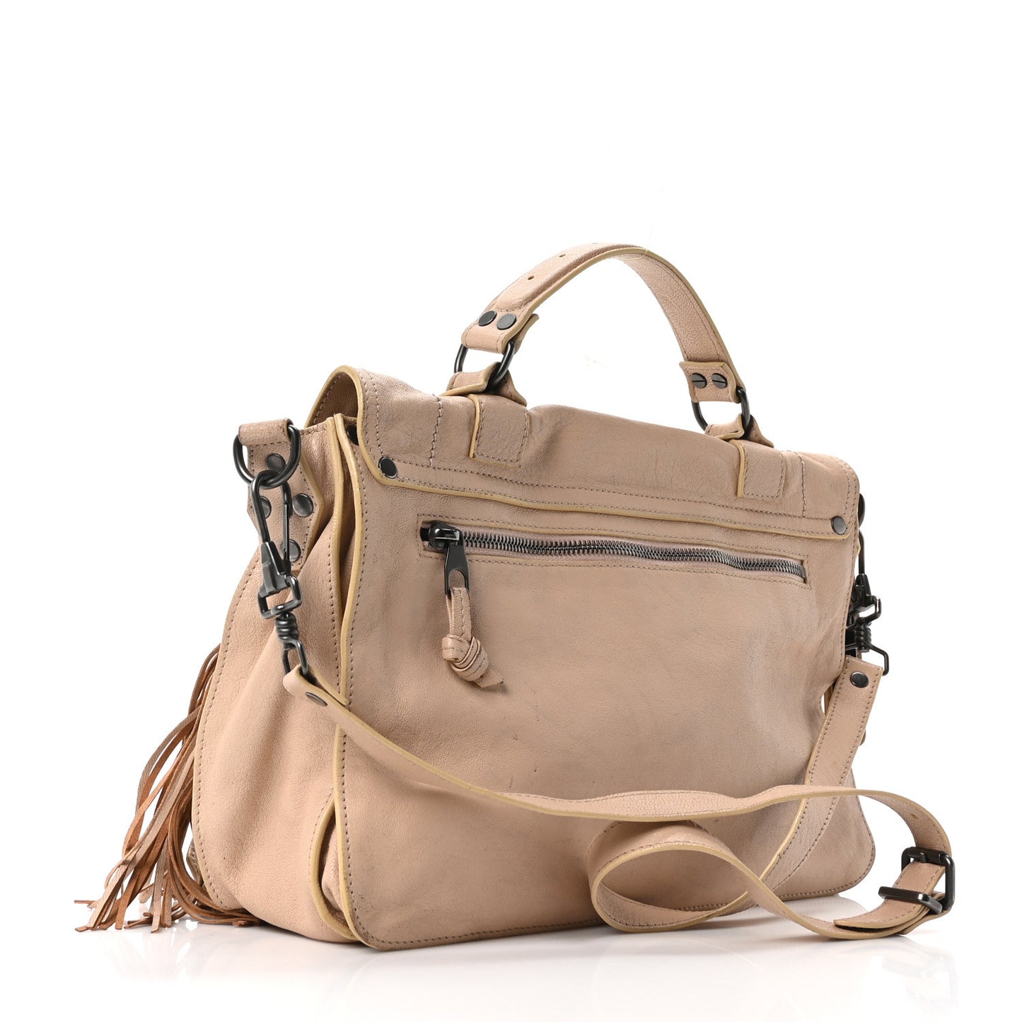 Lambskin Fringe Medium PS1 Satchel Nude