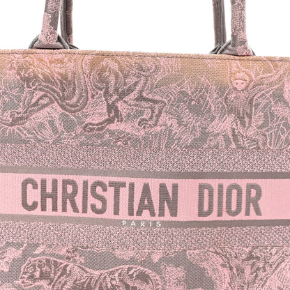 Christian Dior Canvas Embroidered Medium Dioriviera Toile De Jouy Book Tote Pink Grey 8 of 11