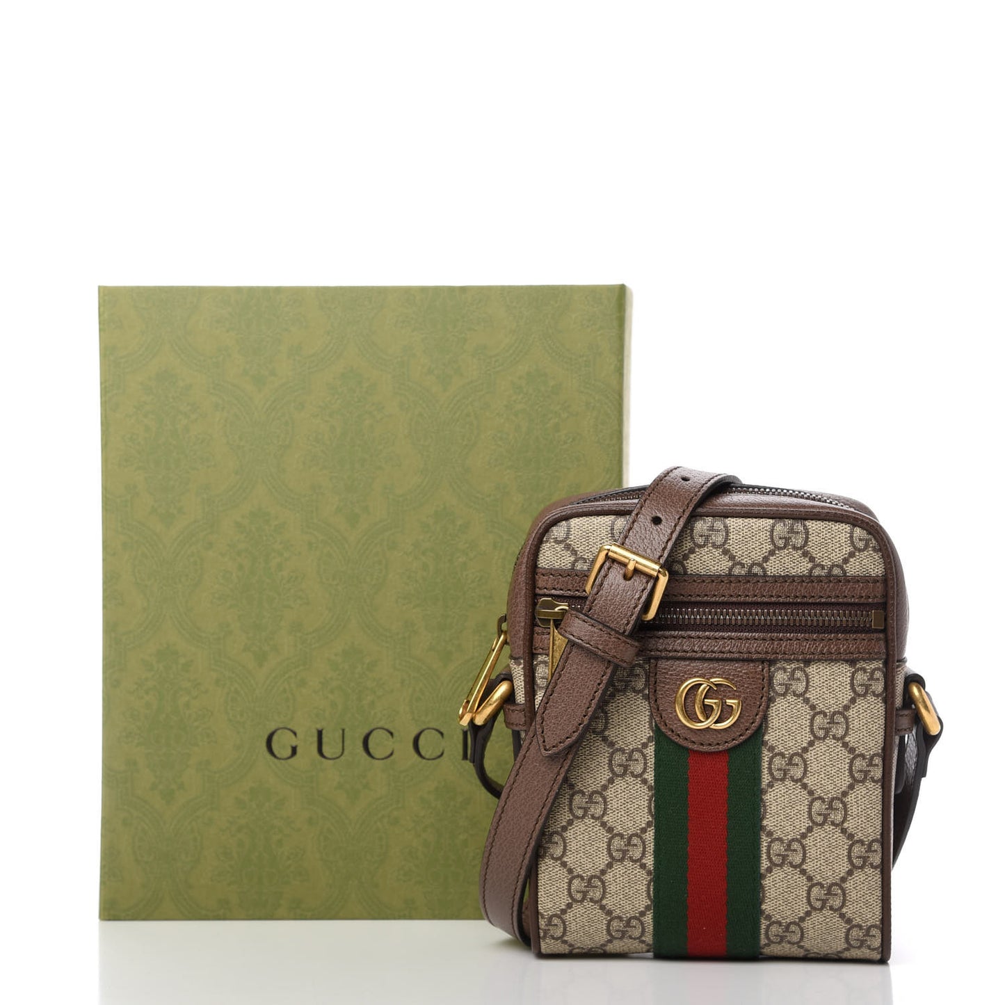 GG Supreme Monogram Web Mini Ophidia Messenger Brown