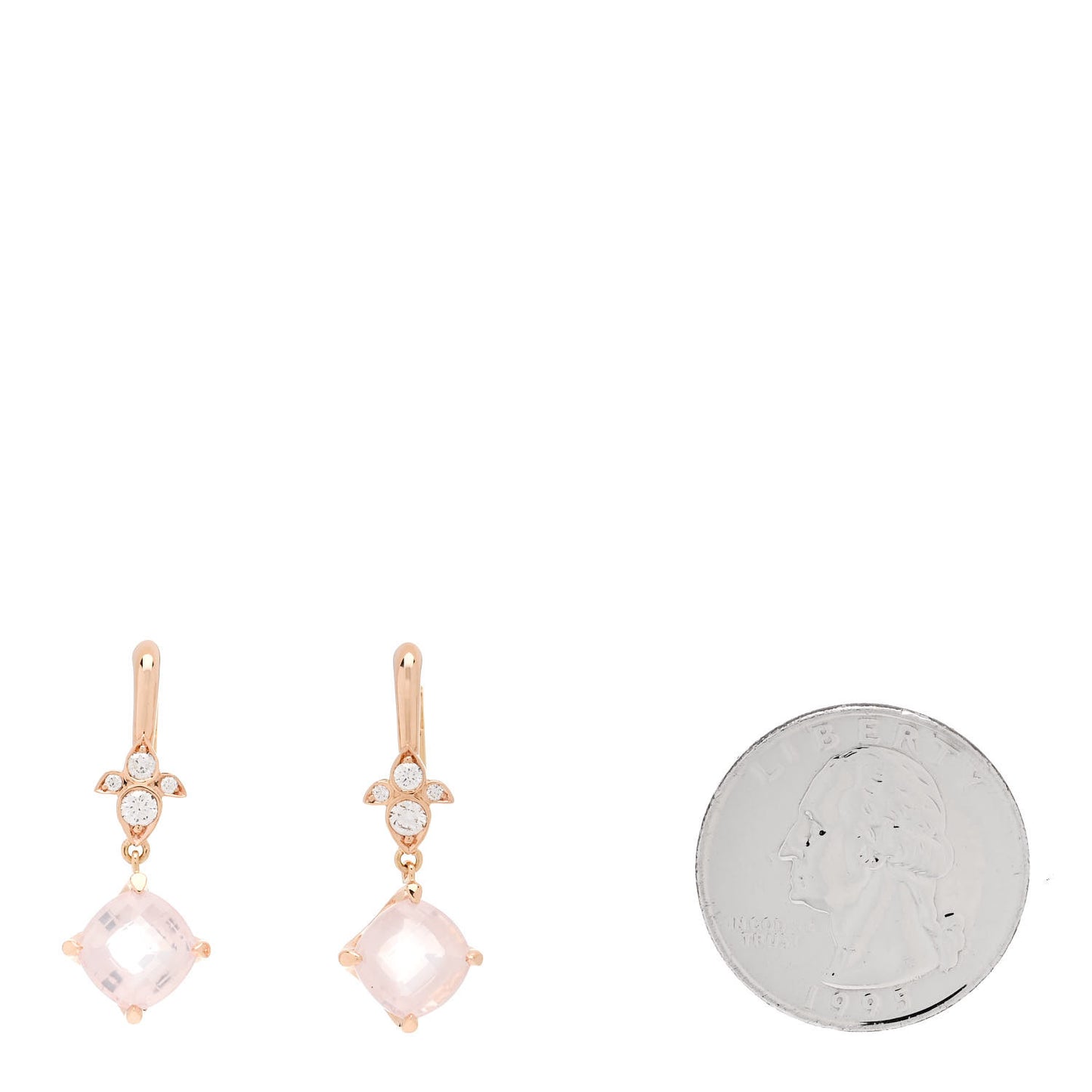 18K Pink Gold Diamond Rose Quartz Inde Mysterieuse Earrings